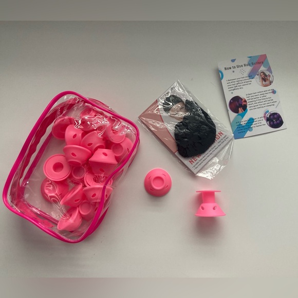 🎁 20 Pcs Pink Small Silicone Hair Rollers Curlers - Picture 4 of 5